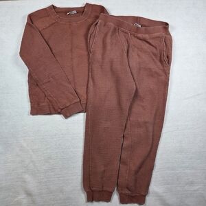 PARACHUTE Women's Waffle Lounge PJ Set CLAY Color Stretch Waist Cotton Size XS